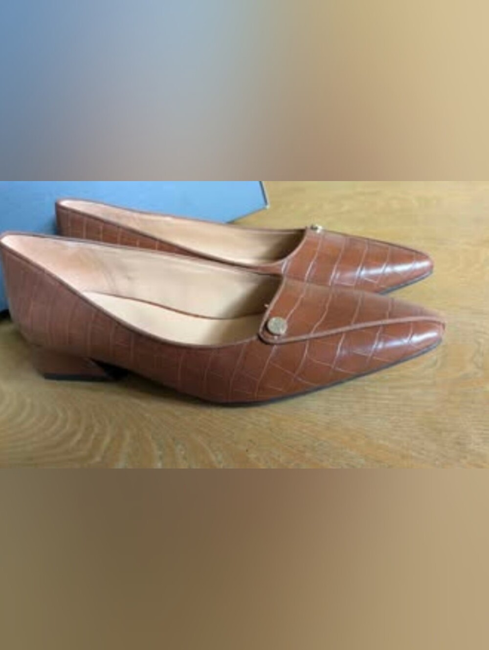 Naturalizer Georgia block heel pumps in a brown croco embossed faux leather 8.5